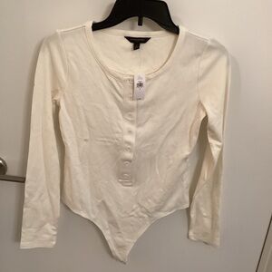 Banana Republic Ivory Button-Front Bodysuit